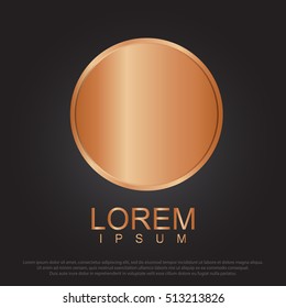 Copper Circle, Realistic Metal Button With Circular Processing. Vector Illustration Eps 10.