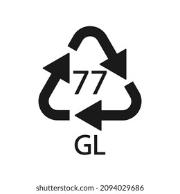 Copper Coated Glass. Glass recycling code 77 GL. Vector illustration