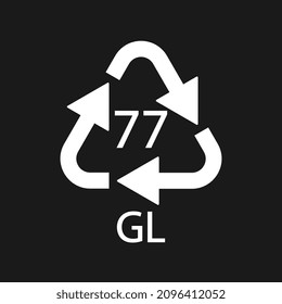 Copper Coated Glass. Glass recycling code 77 GL. Vector illustration