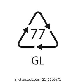 Copper Coated Glass. Glass recycling code 77 GL. Vector illustration