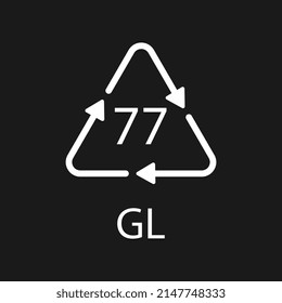 Copper Coated Glass. Glass recycling code 77 GL. Vector illustration