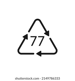 Copper Coated Glass. Glass recycling code 77 GL. Vector illustration