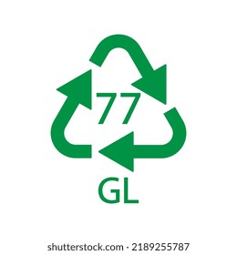 Copper Coated Glass. Glass recycling code 77 GL. Vector illustration