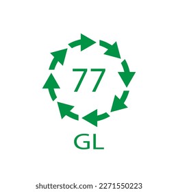 Copper Coated Glass. Glass recycling code 77 GL. Vector illustration