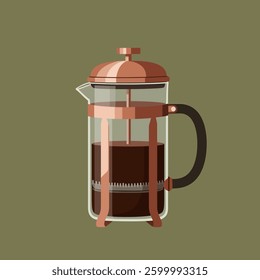 Copper Coffee French Press minimalist illustration