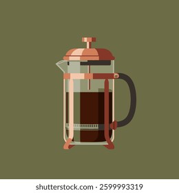 Copper Coffee French Press minimalist illustration