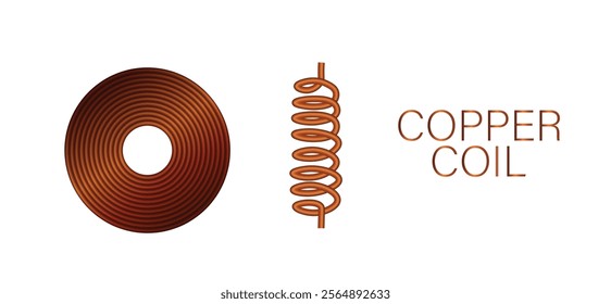 copper coil vector illustration on white isolated