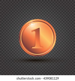 copper coin on a transparent background