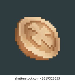 copper coin in pixel art style with isolated background