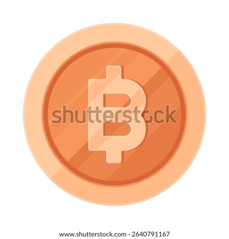 Copper coin with Thai baht sign (฿). Economy, finance, investment, profit, money, THB currency concept. Flat vector illustration isolated on white background
