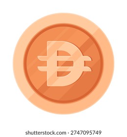 Copper coin with UAE dirham sign (Dh). Economy, finance, investment, profit, money, AED currency concept. Flat vector illustration isolated on white background