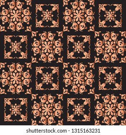 Copper color seamless geometric pattern. Based on old greek, arabic and turkish motifs. For textile, invitations, banners and other