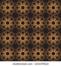Copper color seamless geometric pattern. Based on old greek, arabic and turkish motifs. For textile, invitations, banners and other