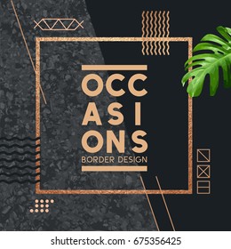 Copper and Concrete Design Border with decorations. Vector illustraion