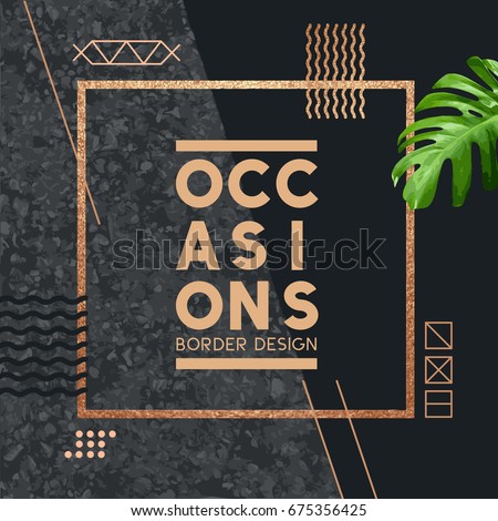 Copper and Concrete Design Border with decorations. Vector illustraion