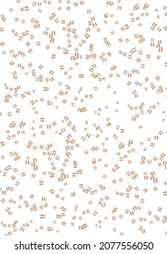 Copper confetti on white background 