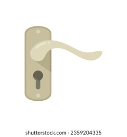 Copper door handle icon flat vector. Knob lock. Front metal isolated