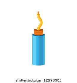 Copper electrical cable in color insulation vector Illustration on a white background