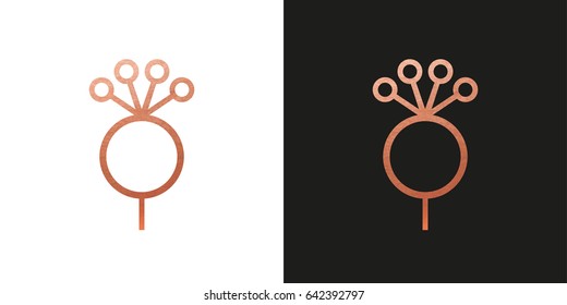 Copper Flower line Logo. Icon Vector