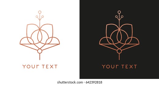 Copper Flower Line Logo. Icon Vector