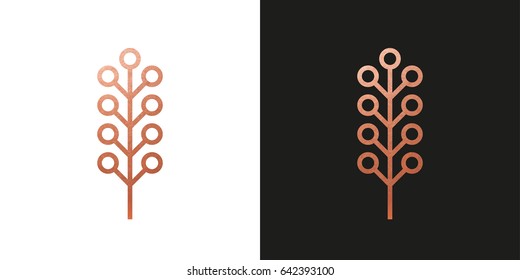 Copper Flower line Logo. Icon Vector