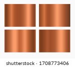 Copper foil texture background. Vector golden shine metallic gradient template. Copper antique color set for border, frame, ribbon design.