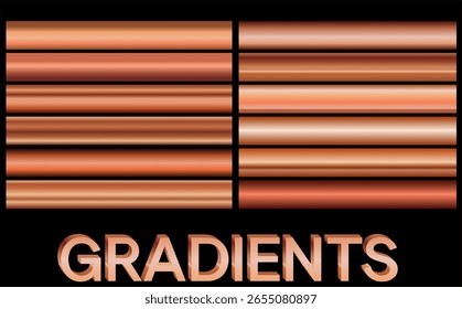 textura da folha de cobre. Modelo de cor antigo de gradiente metálico de ouro vetorial para design de borda, quadro e faixa.