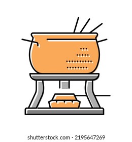 copper fondue pot color icon vector. copper fondue pot sign. isolated symbol illustration