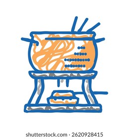 copper fondue pot doodle icon sketch vector. copper fondue pot sign. isolated symbol illustration