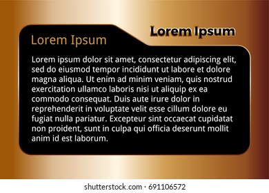 Copper frame or border. Design element for banner, business card, invitation.