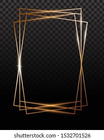 Copper frames. Copper geometrical polyhedron, art deco style for wedding invitation, luxury templates