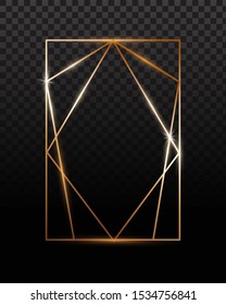 Copper frames. Copper geometrical polyhedron, art deco style for wedding invitation, luxury templates