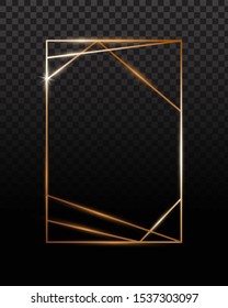 Copper frames. Copper geometrical polyhedron, art deco style for wedding invitation, luxury templates