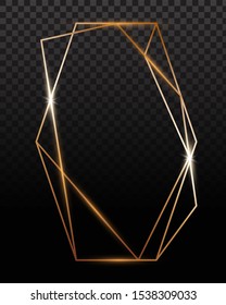 Copper frames. Copper geometrical polyhedron, art deco style for wedding invitation, luxury templates