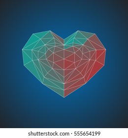 Copper heart, dark-blue background.