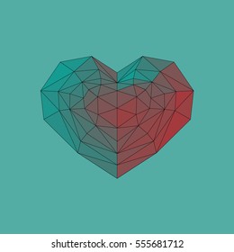 Copper heart, turquoise background.