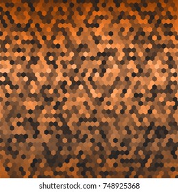 Copper honeycomb rusty geometric background. Vector