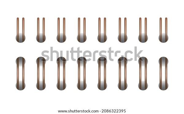 Copper horizontal\
wire spiral for open notebook and calendar. Metal spiral bindings\
for sheets of paper. Set vector illustration isolated on realistic\
style on white\
background.