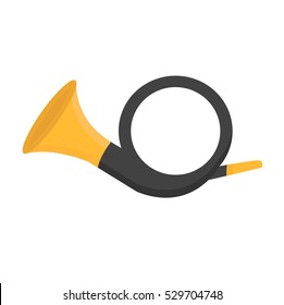 Copper hunting horn with leather enclosure vector illustration.