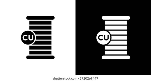 Icono de cobre. Icono de diseño plano simple en blanco y negro