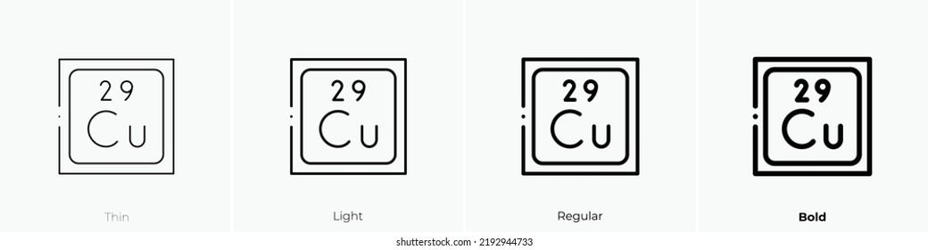 copper icon. Thin, Light Regular And Bold style design isolated on white background