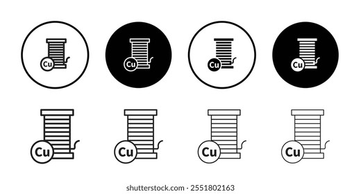 Copper icon Thin line illustration set