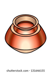 A copper Indian deghra pot used for Mughlai/Hyderabadi cooking like biryani.