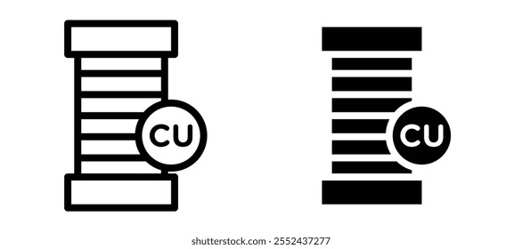 Ícone de forro de cobre conjunto de vetores.