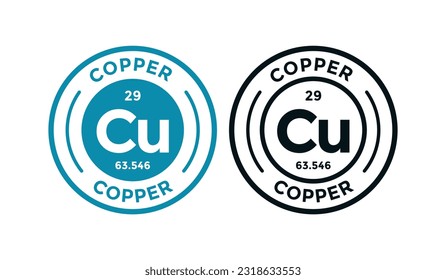 COPPER logo badge design. this is chemical element of periodic table symbol. Suitable for business, technology, molecule, atomic symbol 