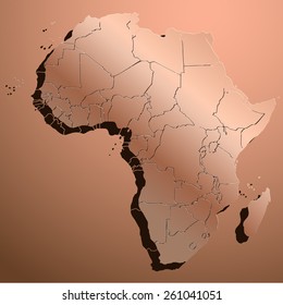 copper map of africa with border