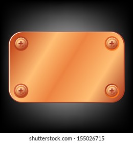 copper metal plate with screws vector illustration