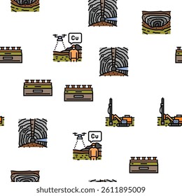 copper metal production steel vector seamless pattern thin line illustration