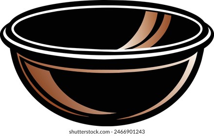 A copper mixing bowl silhouette black vector artwork illustration