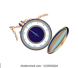 Copper and Navy blue pocket watch isolated